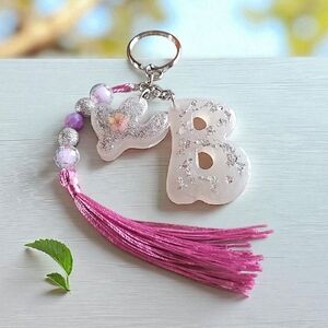Pink and Silver Keychain with Tassel